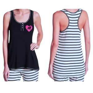 PJ Salvage Puppy Love Racerback Tank Top Small 2 4 Stripe Back GR8 GIFT NWT